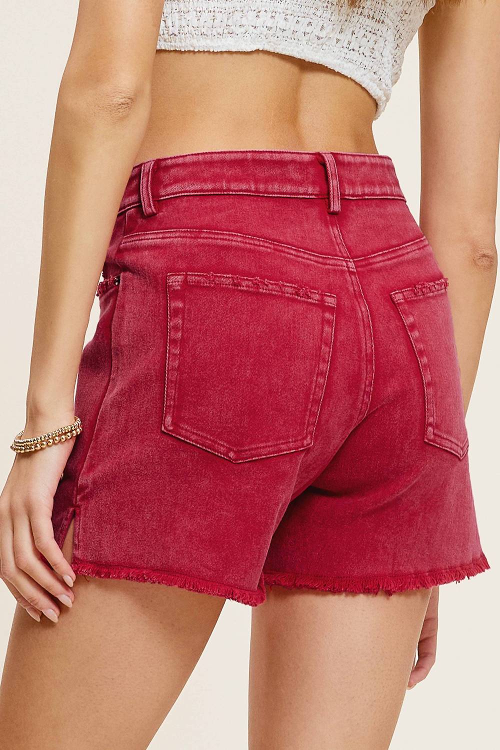 La Miel - High Rise Basic Mineral Washed Denim Shorts