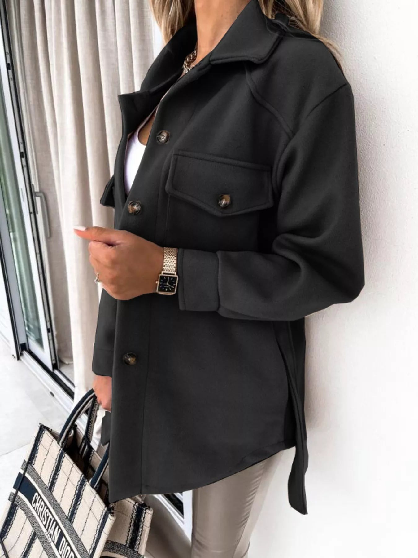 Button-Down Tie Waist Coat