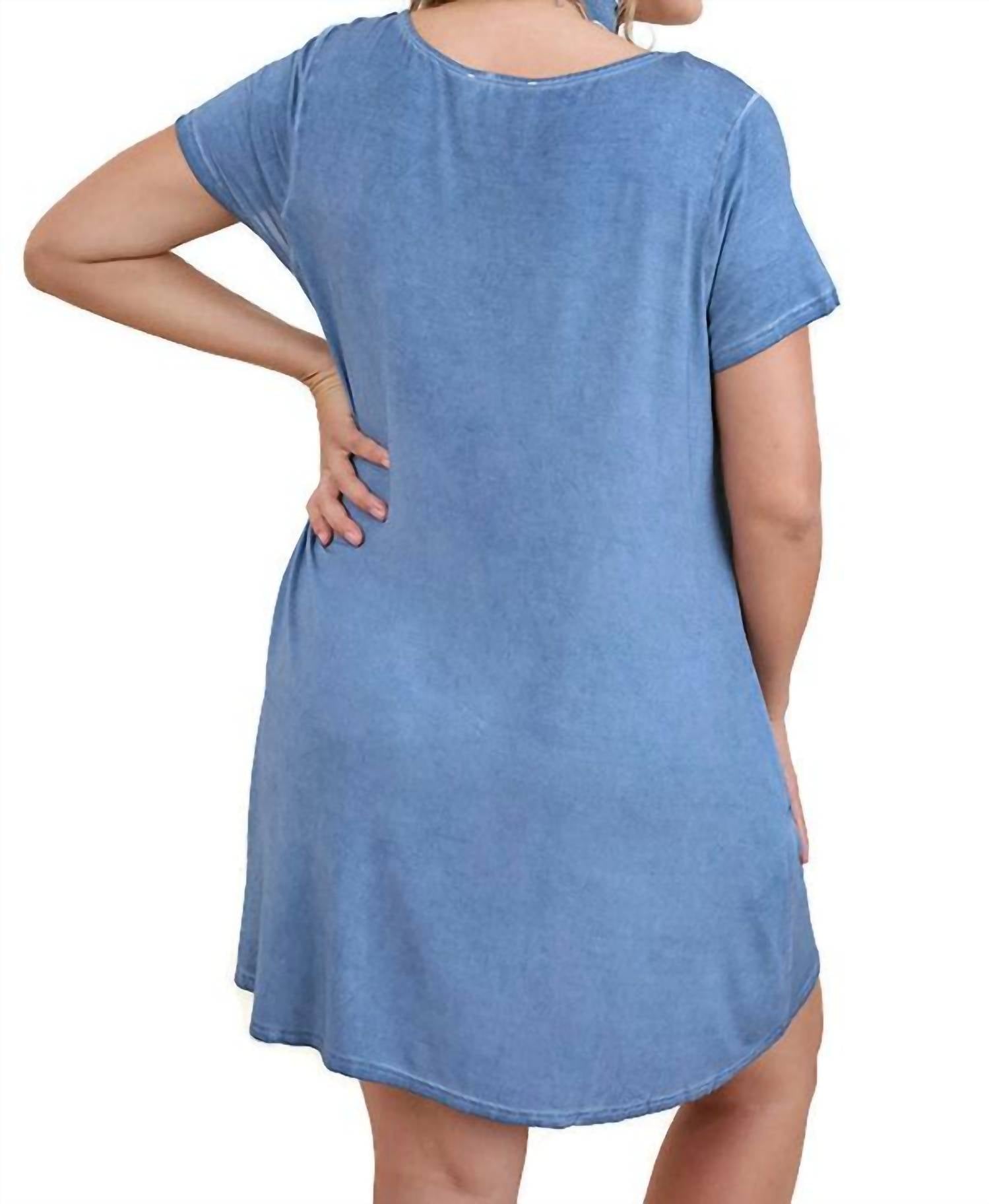 Umgee - Washed Criss Cross Short Sleeve Dress