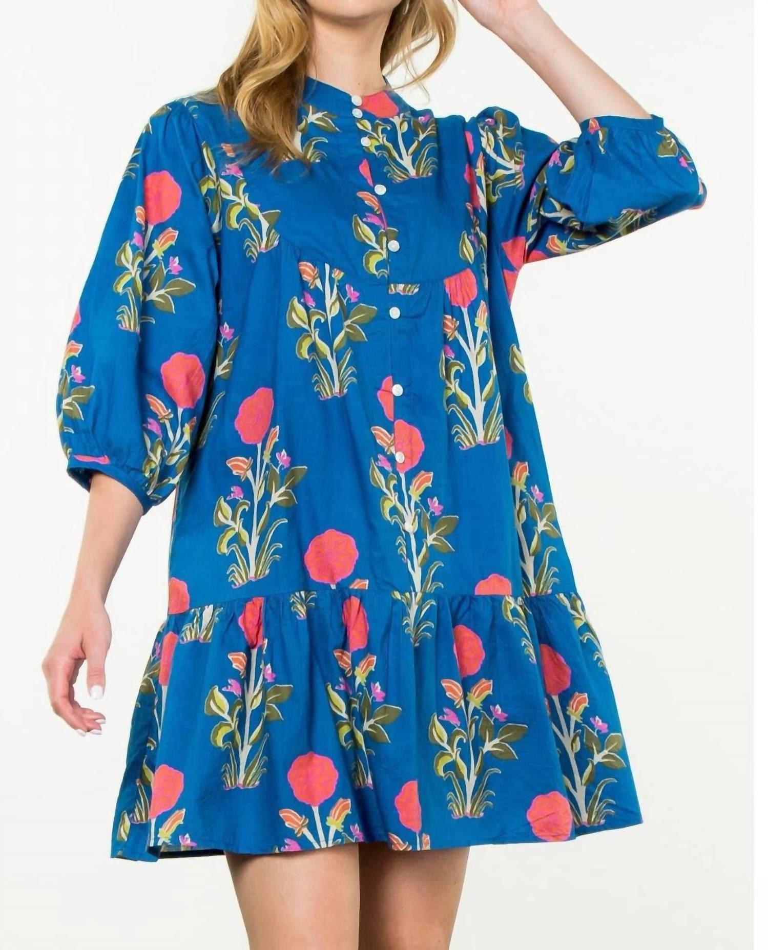 Thml - Jean Baby Mid Sleeve Floral Print Dress