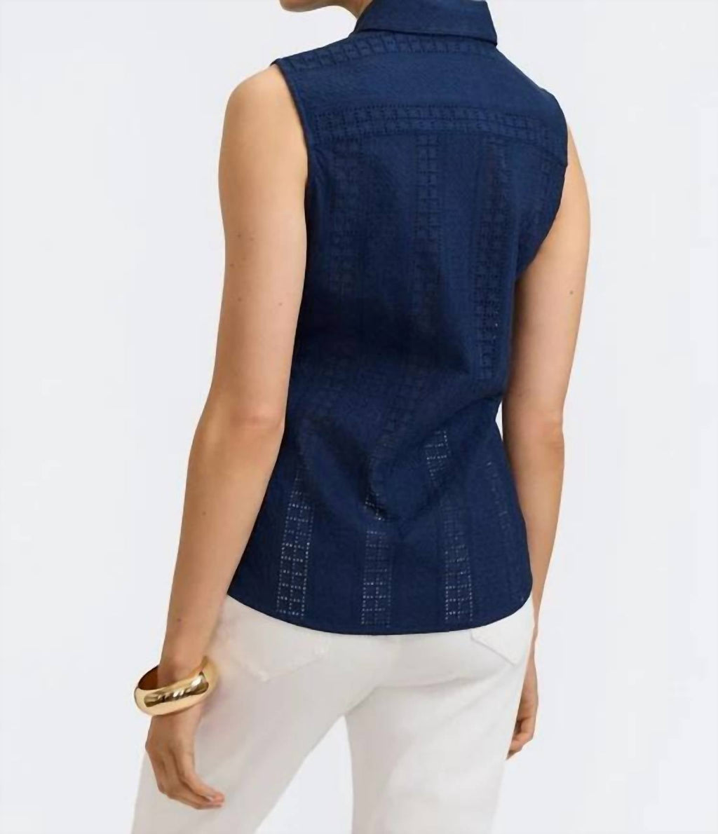 Foxcroft - ADA Cotton Eyelet Sleeveless Shirt
