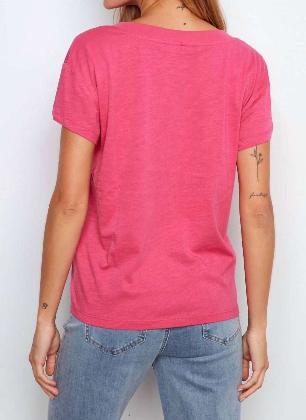 Charlie B - Organic Cotton Drop Shoulder V-neck T-shirt