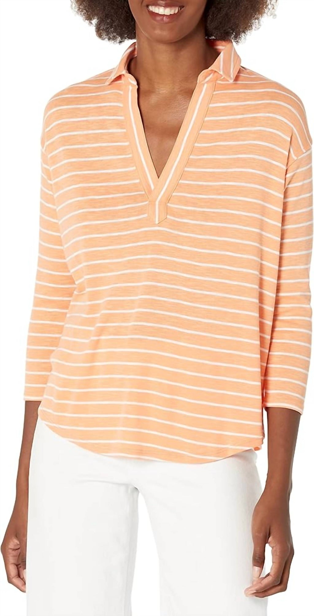 Nic + Zoe - Women's Striped Henley Top