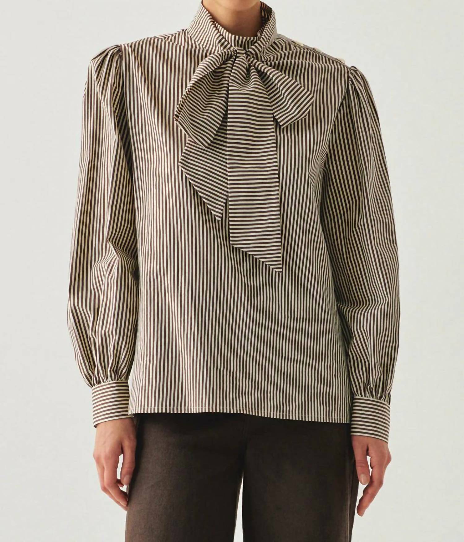 Exquise - High Neck Cotton Blouse