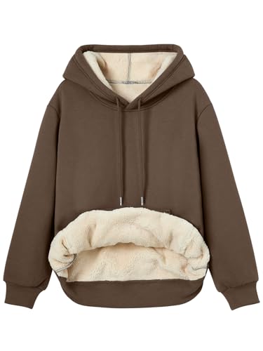 Women's Winter Fleece Sherpa Lined Hoodie - Warm Pullover Sweatshirt