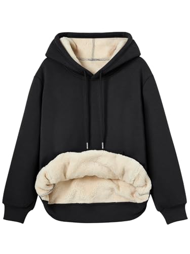 Women's Winter Fleece Sherpa Lined Hoodie - Warm Pullover Sweatshirt
