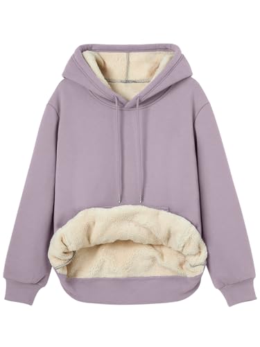 Women's Winter Fleece Sherpa Lined Hoodie - Warm Pullover Sweatshirt
