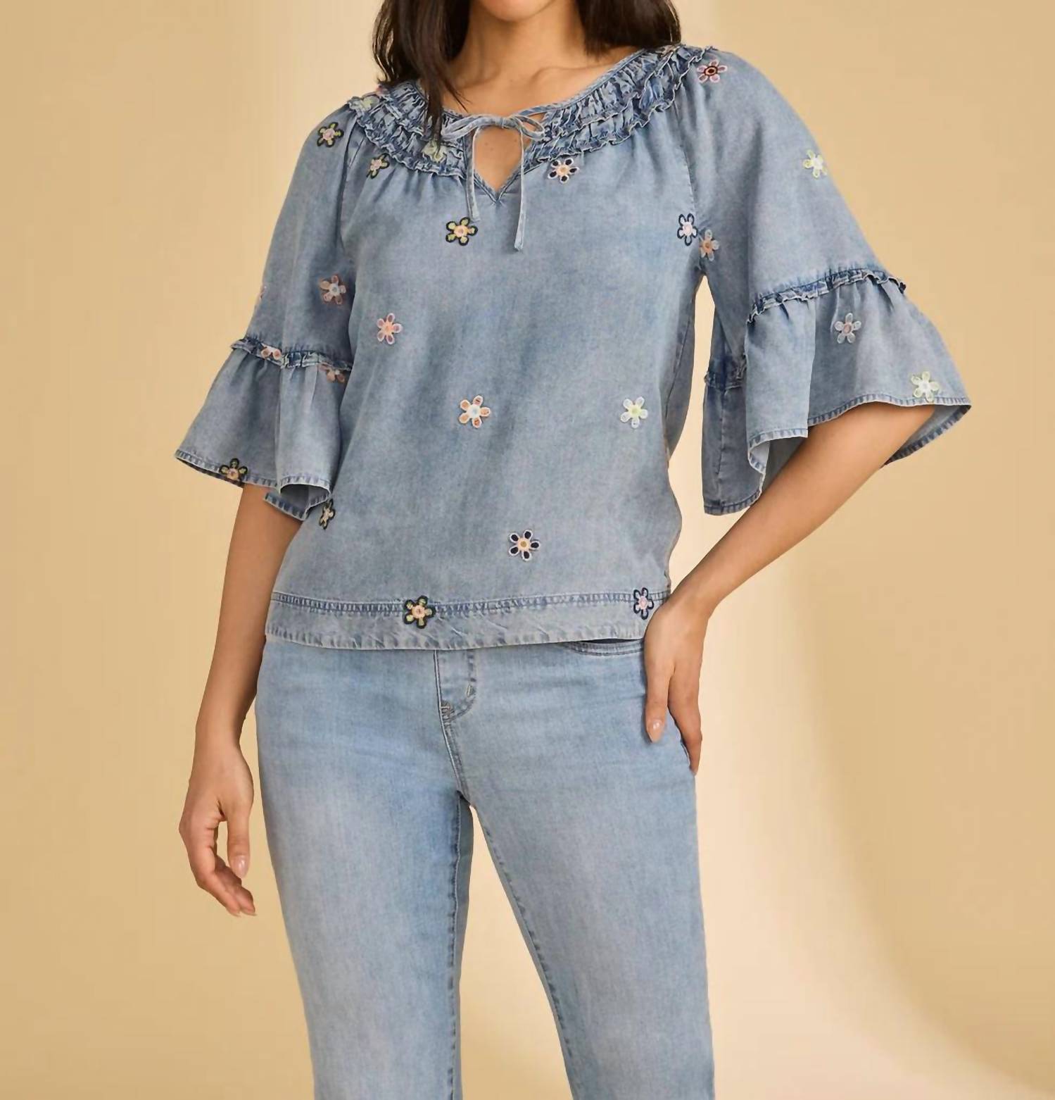 Fdj - Ruffle Denim Blouse