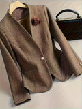 Flower One Button Long Sleeve Blazer