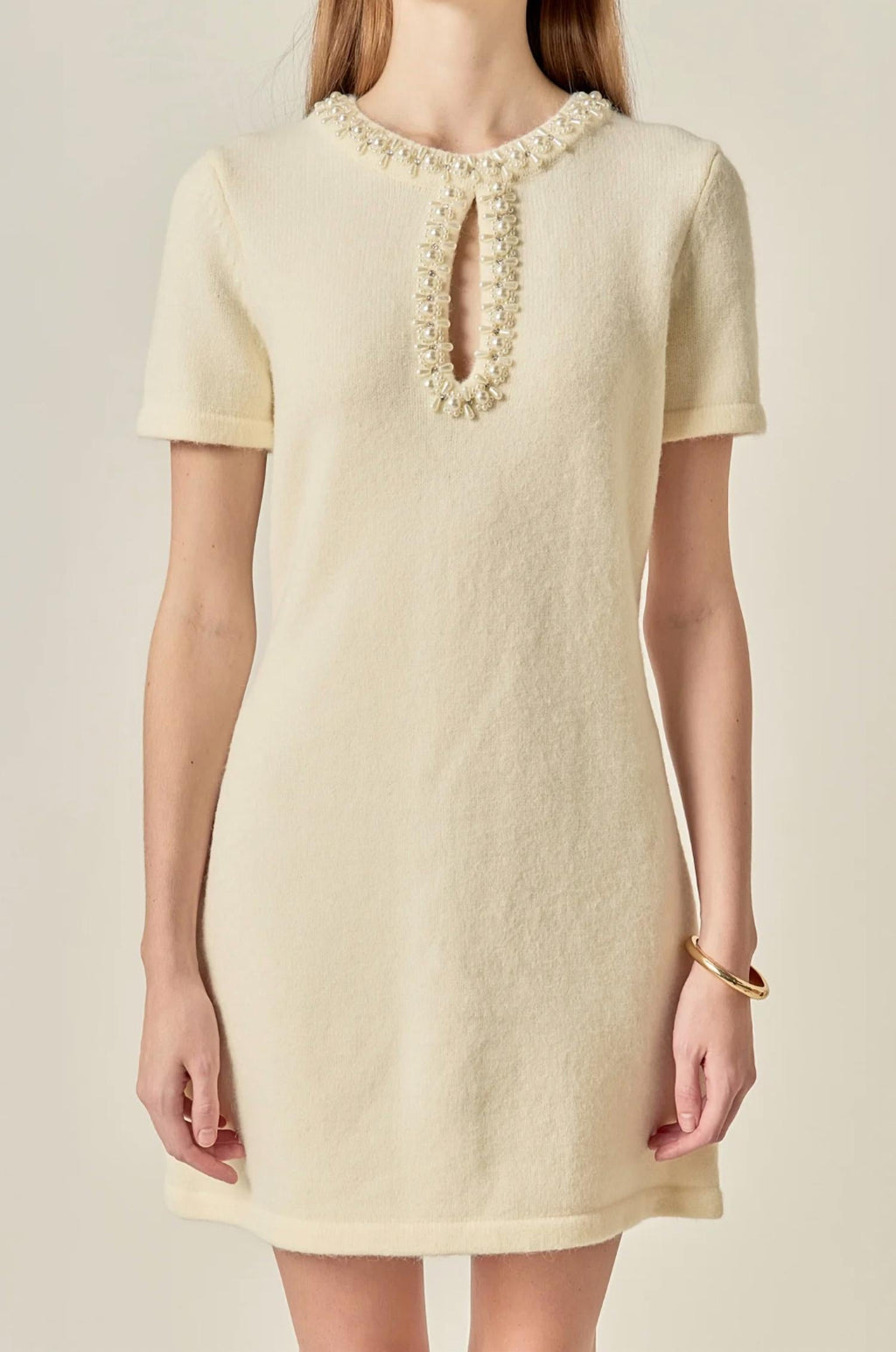 English Factory - Women's The Pearl Embellished Knit Mini Dress