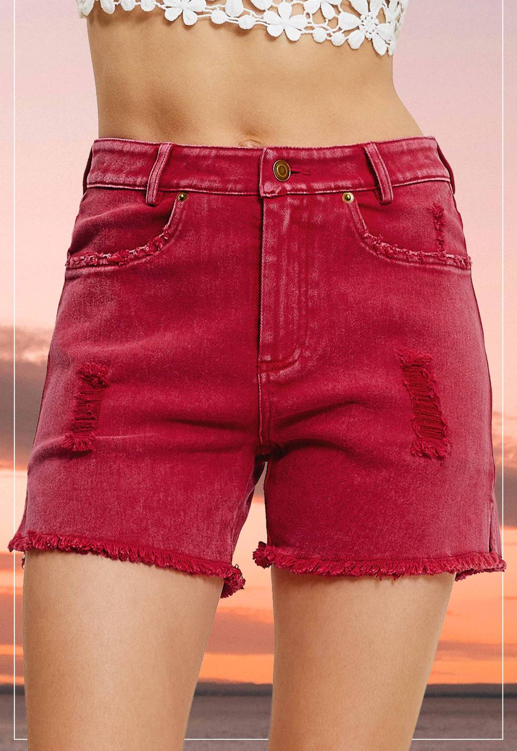La Miel - High Rise Basic Mineral Washed Denim Shorts