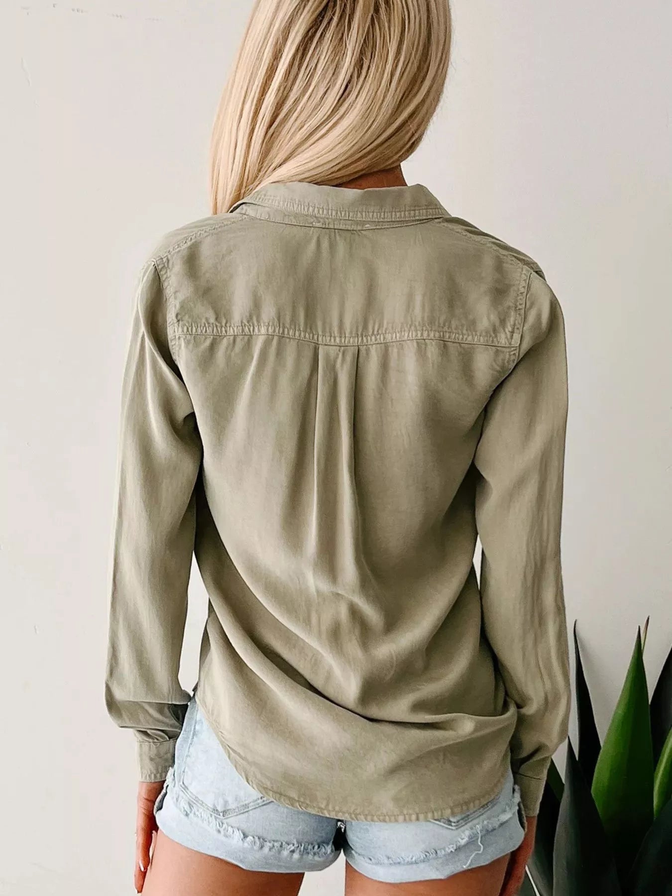 Button-Down Collared Neck Denim Shirt