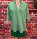 Caryn Lawn - Women's Striped Notch-neck Blouse