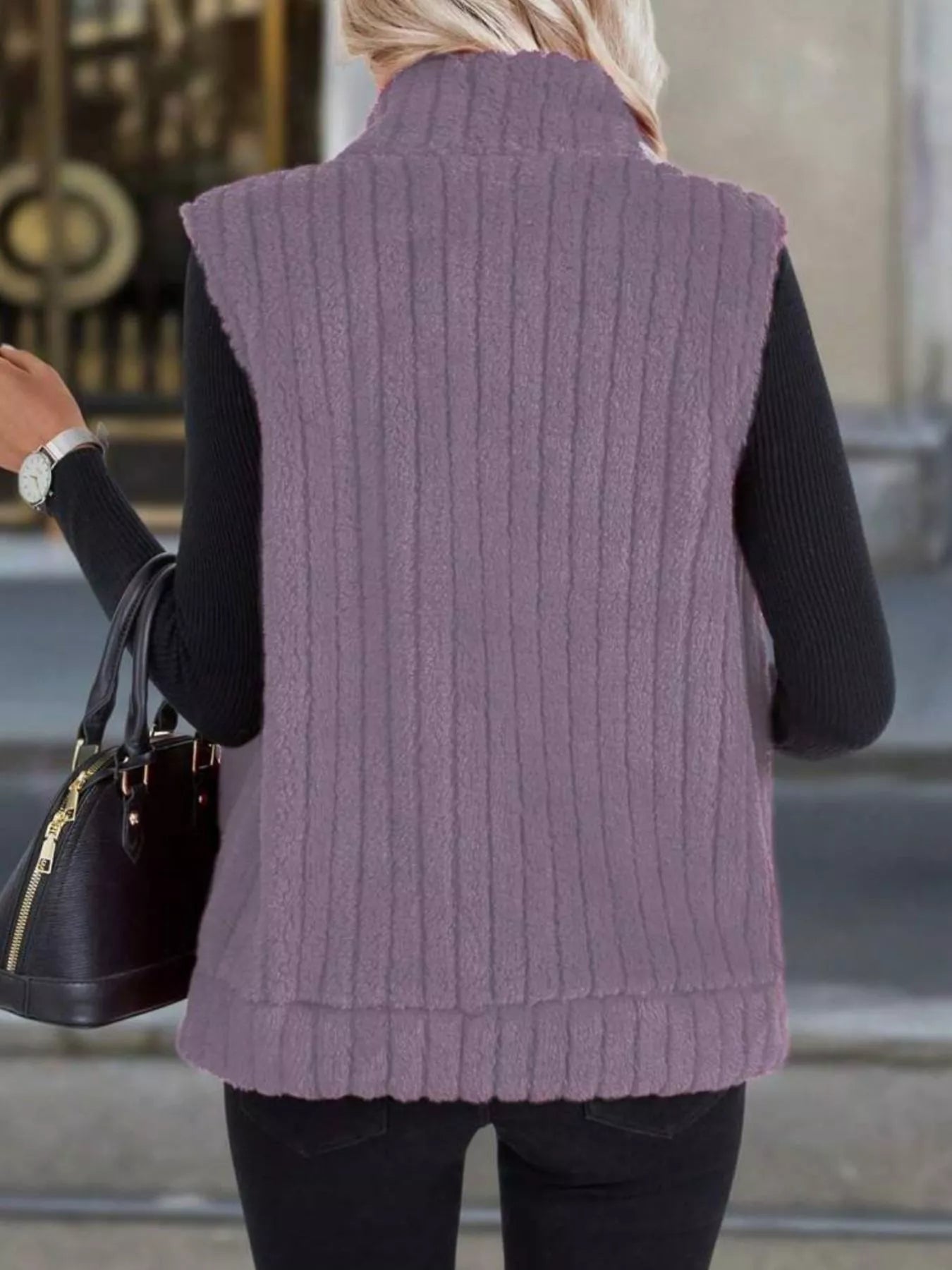 Full Size Fleece Zip-Up Vest Coat Plus Size