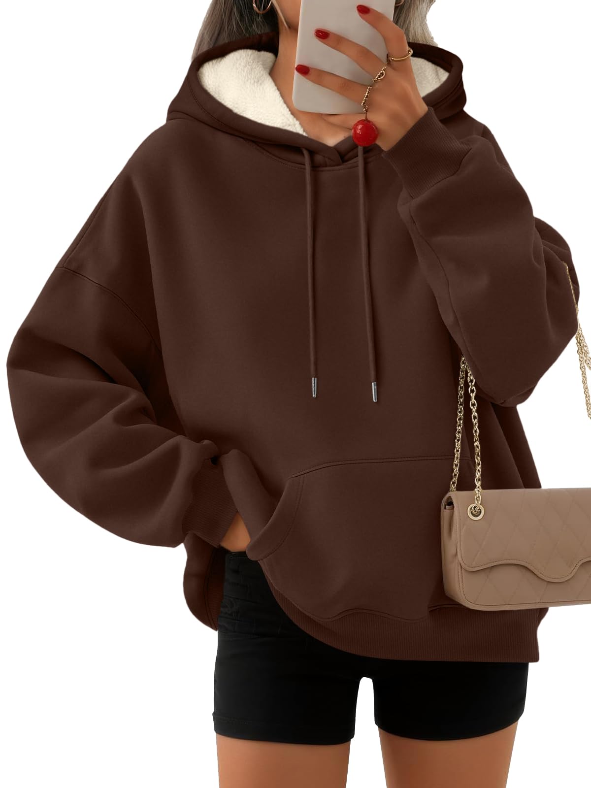Women's Winter Fleece Sherpa Lined Hoodie - Warm Pullover Sweatshirt