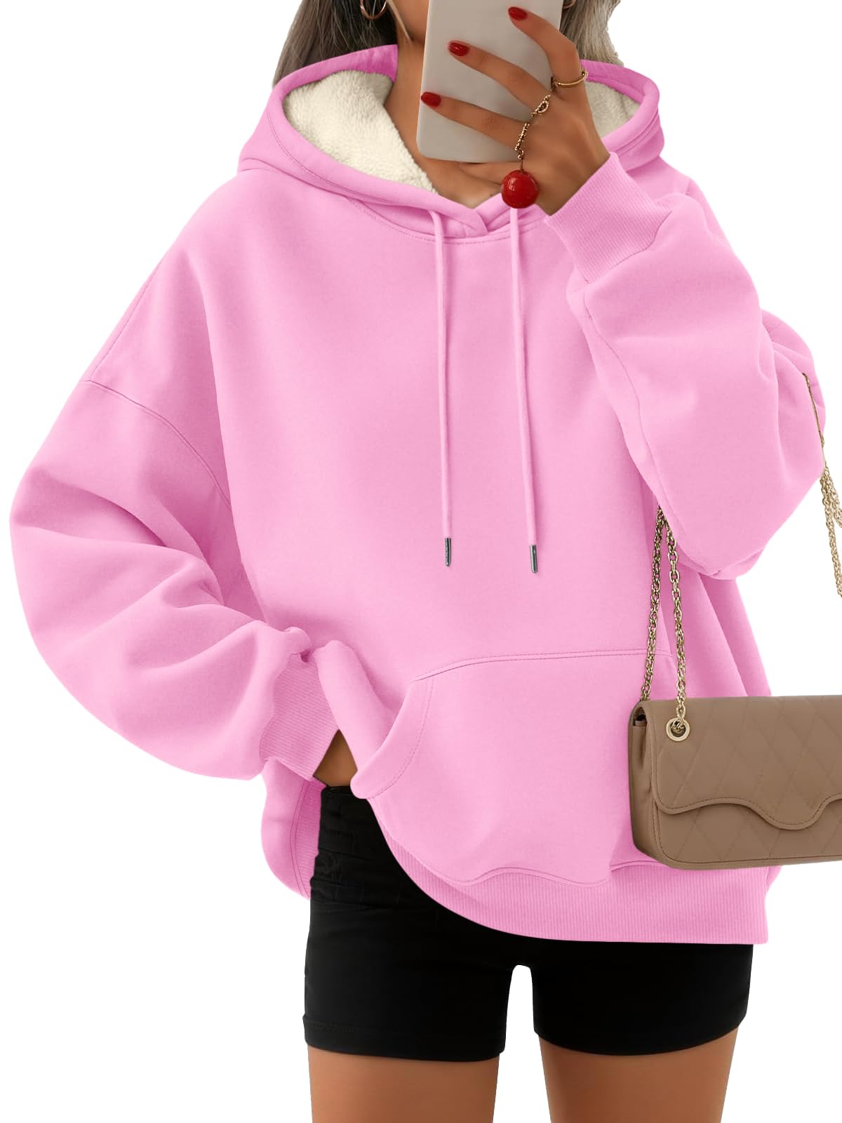 Women's Winter Fleece Sherpa Lined Hoodie - Warm Pullover Sweatshirt