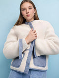 Contrast Trim Teddy Jacket