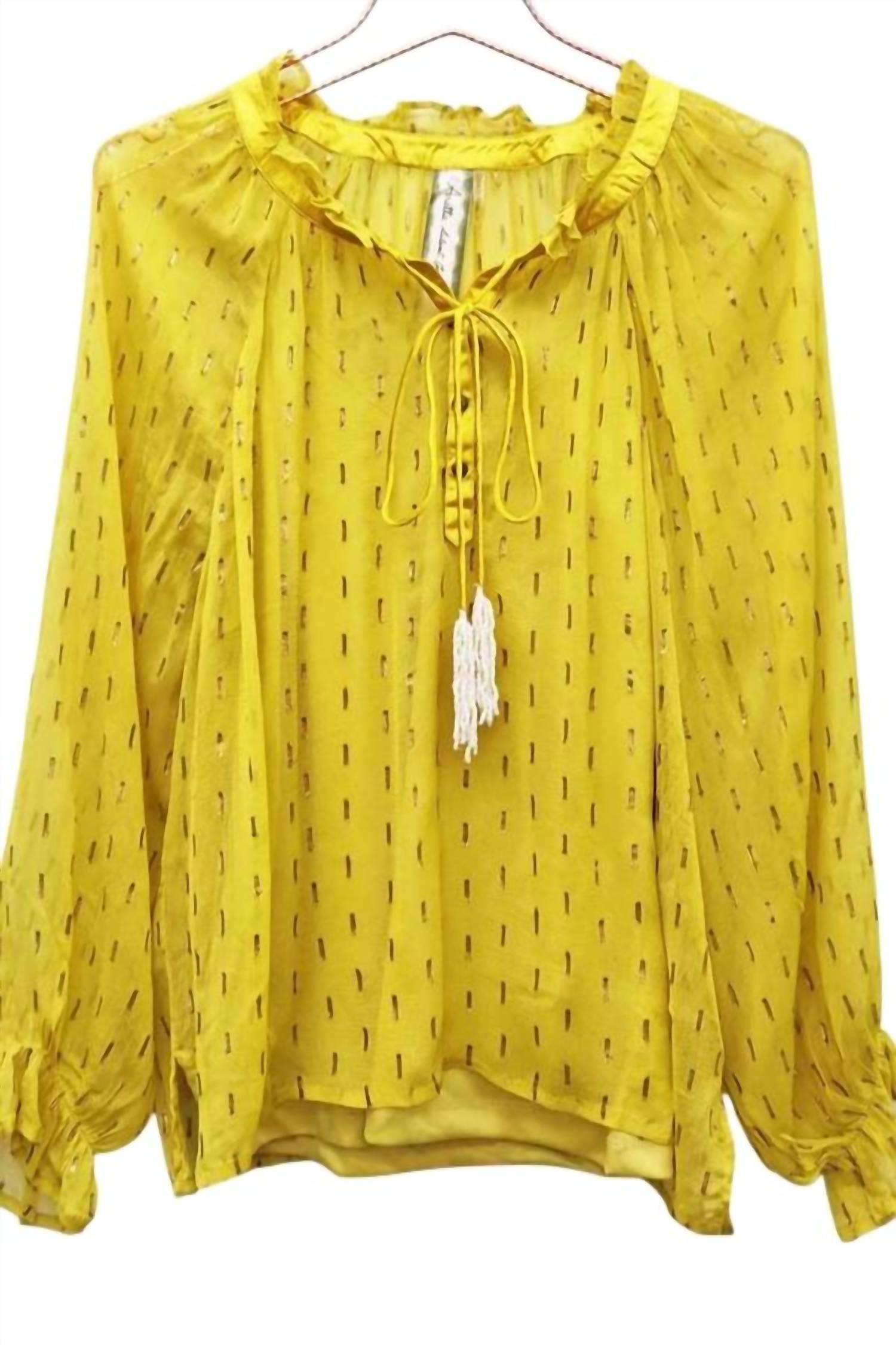 Aratta - Women's Beaded Tassel Chiffon Blouse With Cami