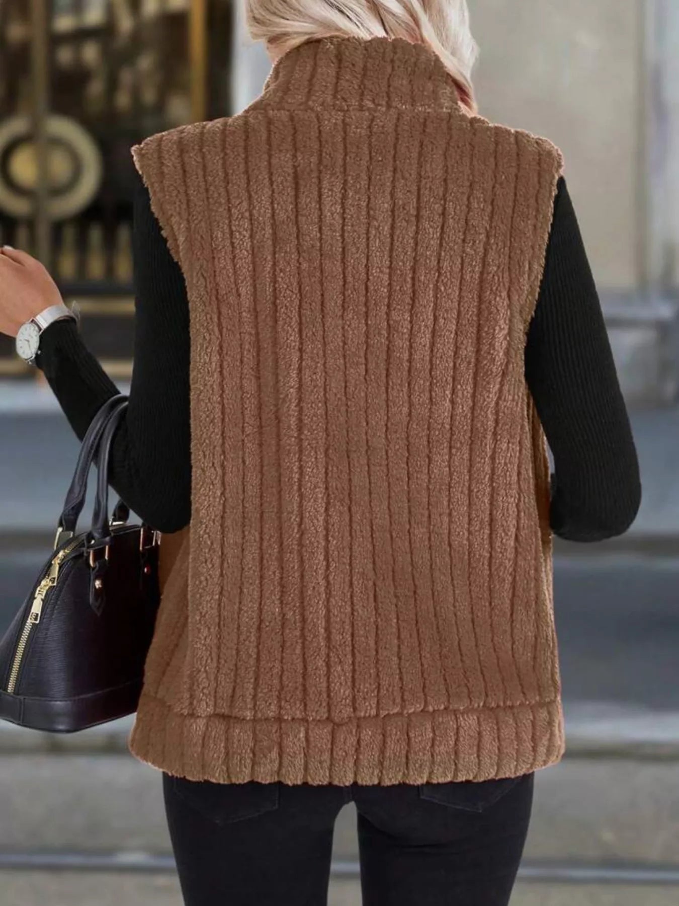 Full Size Fleece Zip-Up Vest Coat Plus Size