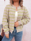 Striped Button-Up Long Sleeve Cardigan