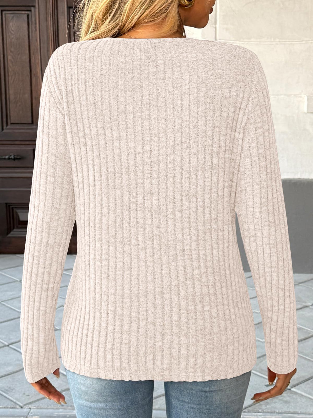 Women's Long Sleeve V Neck Tunic Tops - Dressy Casual Work Blouse Sweater