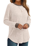 Women's Long Sleeve Tunic Tops - Dressy Casual Color Block Sweaters