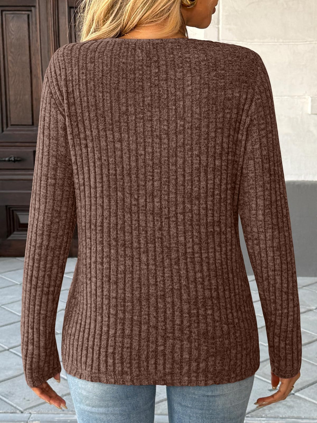 Women's Long Sleeve V Neck Tunic Tops - Dressy Casual Work Blouse Sweater