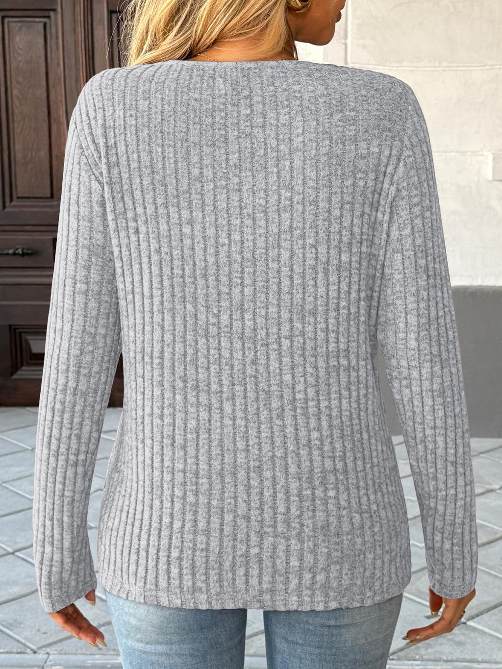 Women's Long Sleeve V Neck Tunic Tops - Dressy Casual Work Blouse Sweater