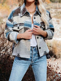 Geometric Button Up Jacket with Chest Pockets