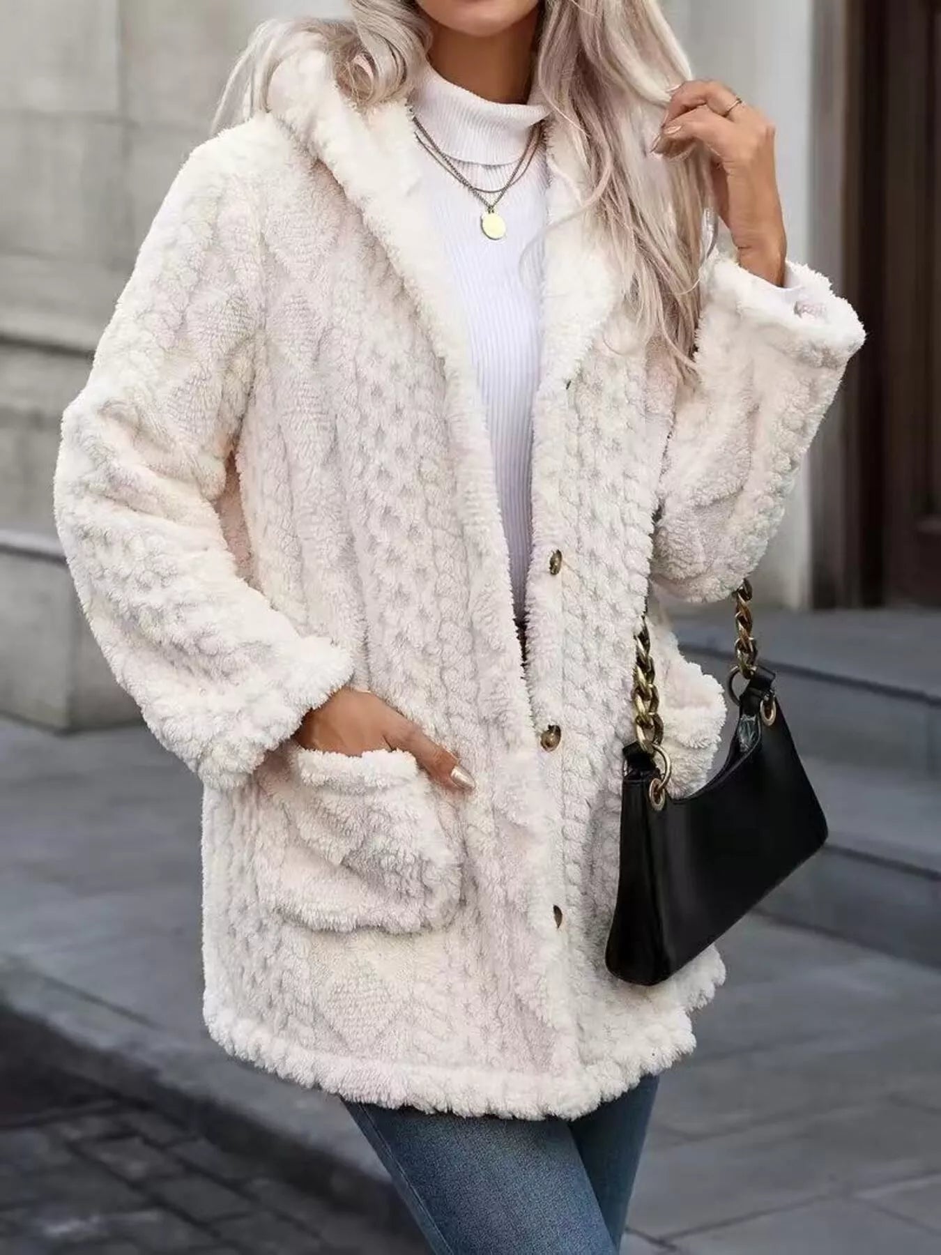 Cozy Button Up Hooded Fleece Outerwear