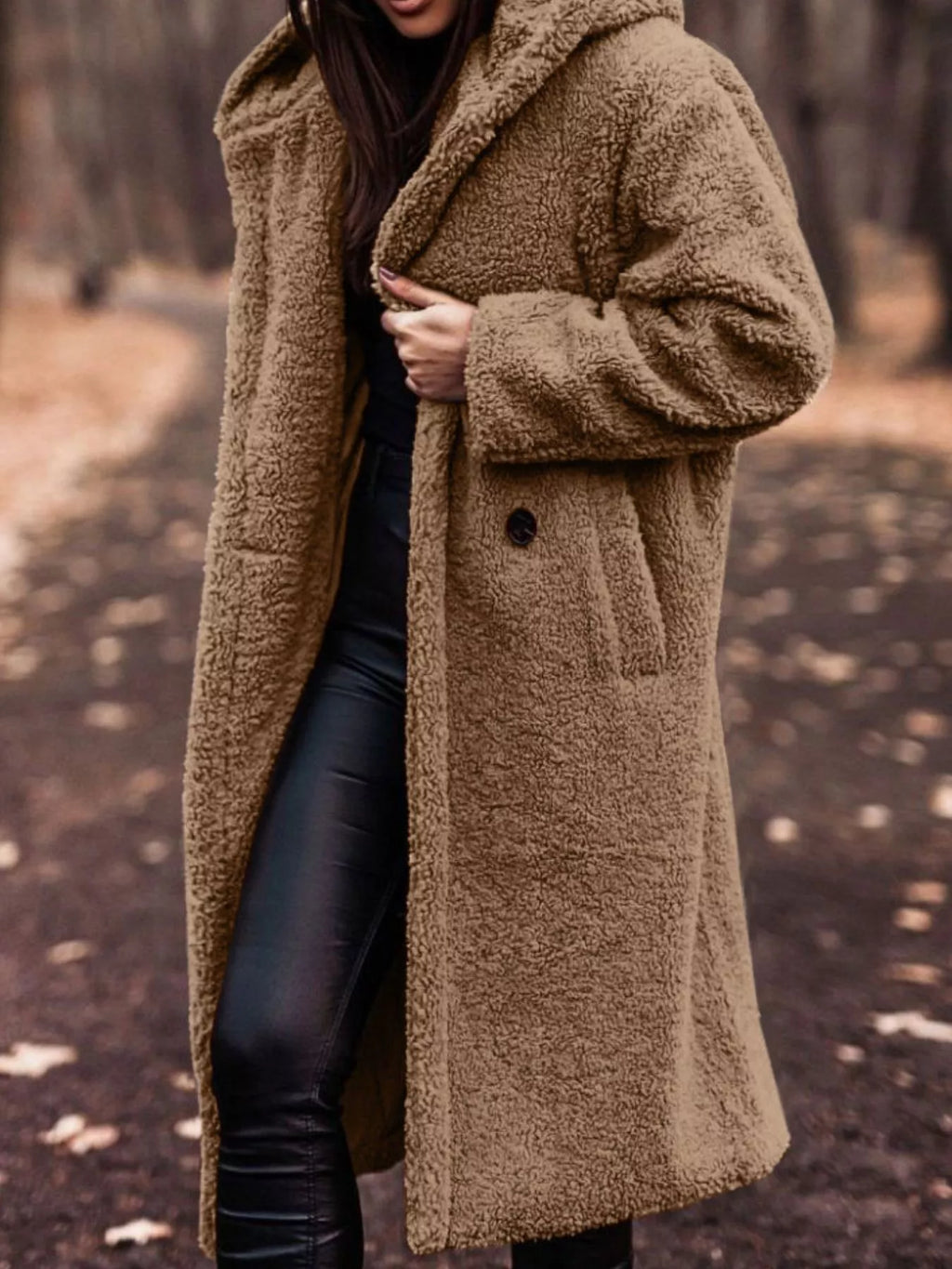 Teddy Bear Hooded Longline Outerwear