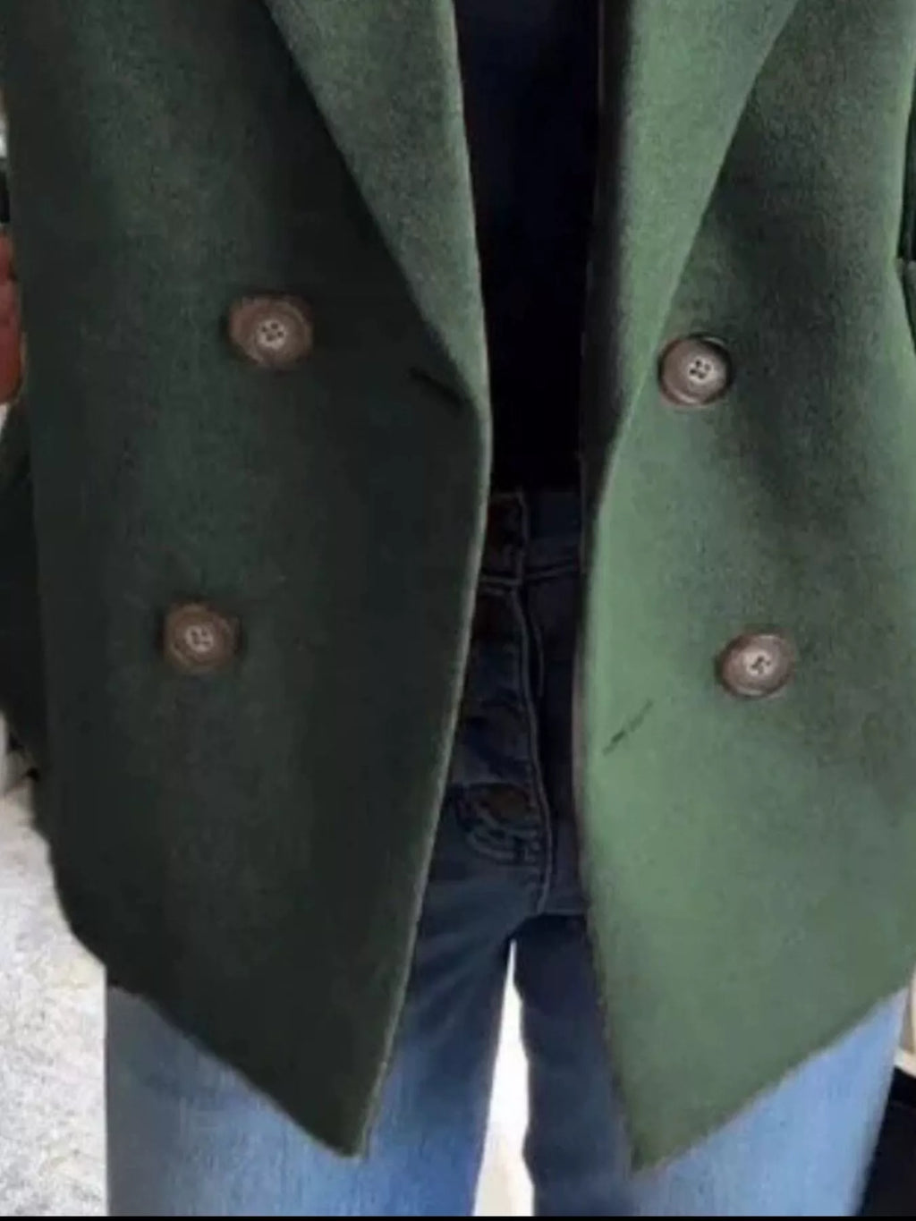 Full Size Knitted Sleeve Wool Blend Double-Breasted Blazer Plus Size