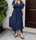 Lovestitch - Devon Foil Jacquard Handkerchief Midi Dress
