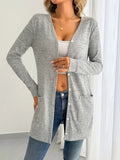 Open Front Longline Cardigan with Side Pockets