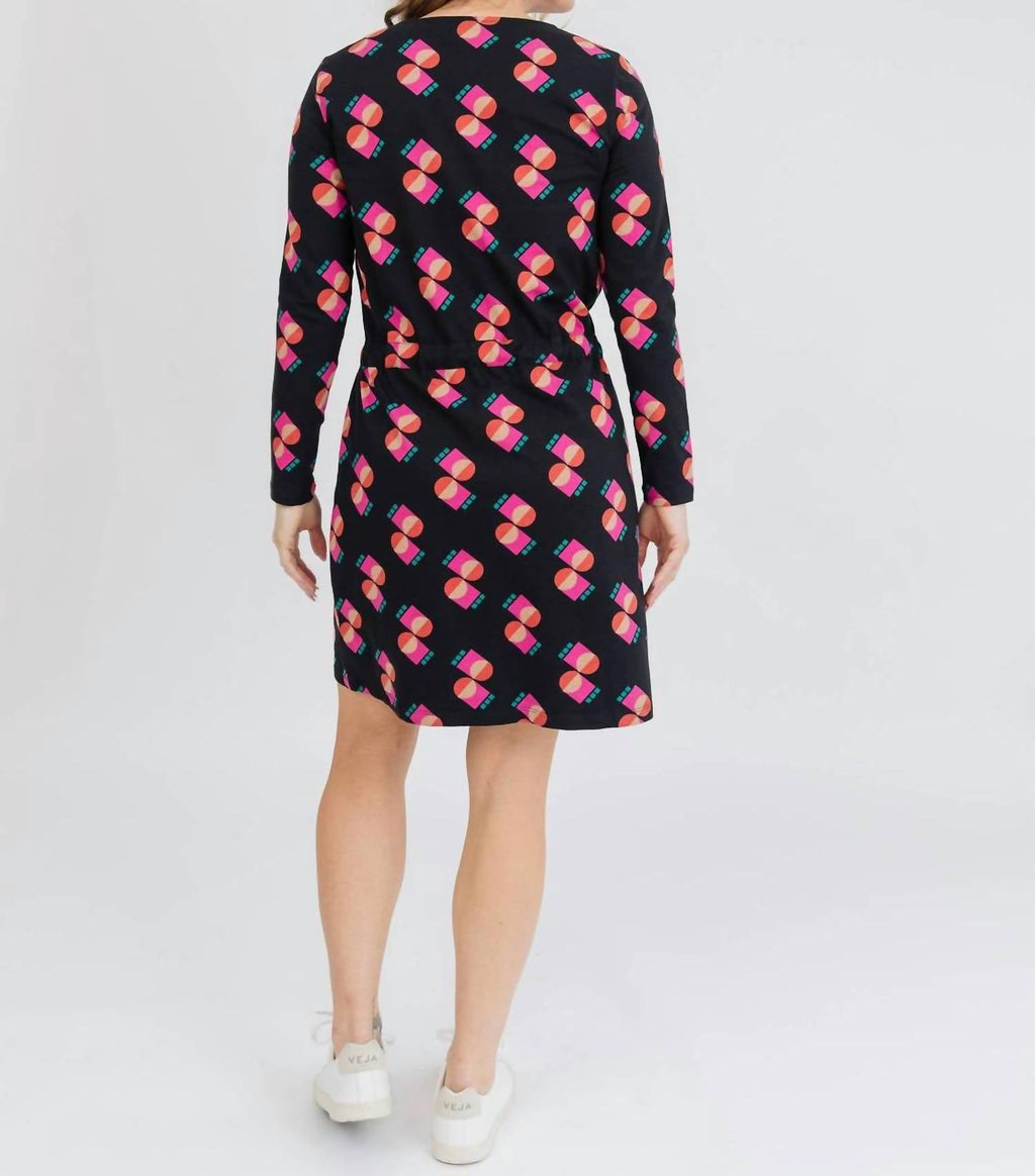 Mata Traders - Abby Long Sleeve Dress Memphis Shapes
