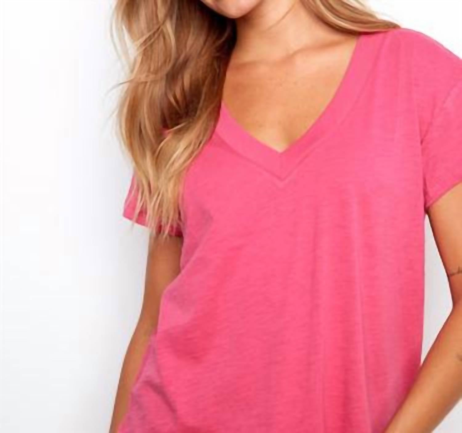 Charlie B - Organic Cotton Drop Shoulder V-neck T-shirt