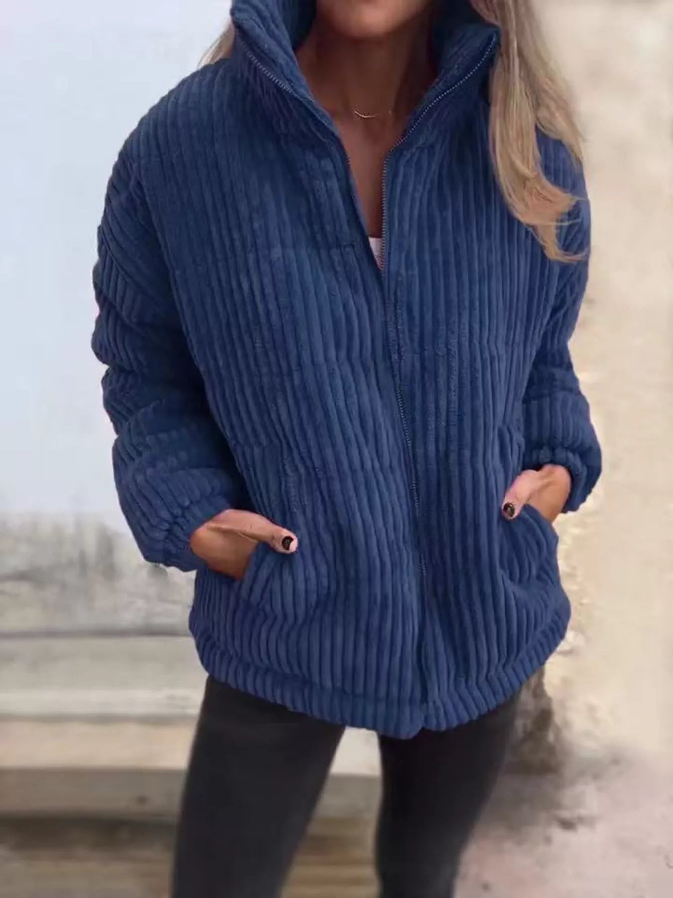 Full Size Zip Up Turtleneck Long Sleeve Winter Coat Plus Size