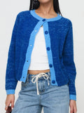 Contrast Trim Button-Up Cardigan