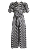 Silvia Tcherassi - Stripe Wrap Silk Tie Midi Dress