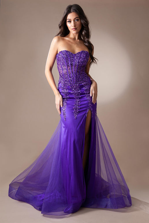 Blakely Gown - Strapless Embellished Corset Tulle Dress