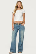 Graphic Vintage Washed Low Rise Baggy Jeans