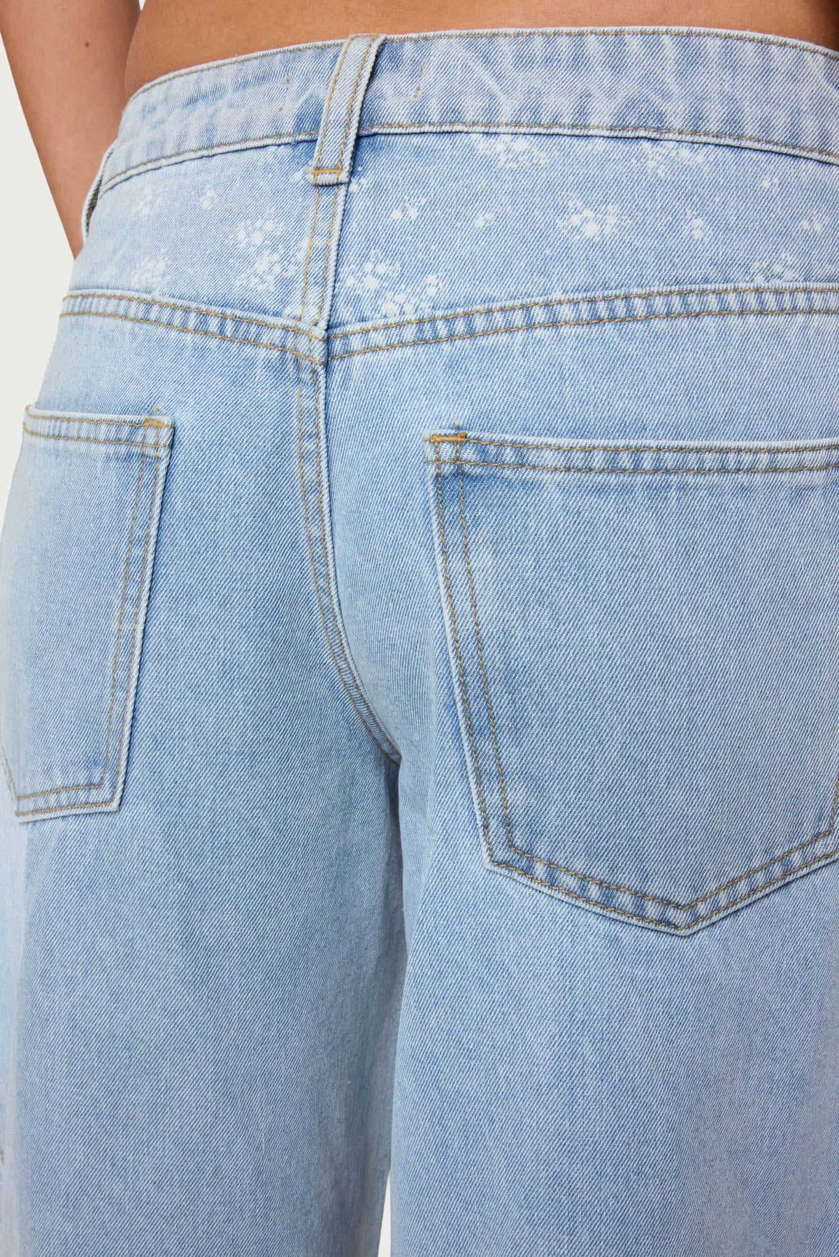 Floral Split Low Rise Baggy Jeans