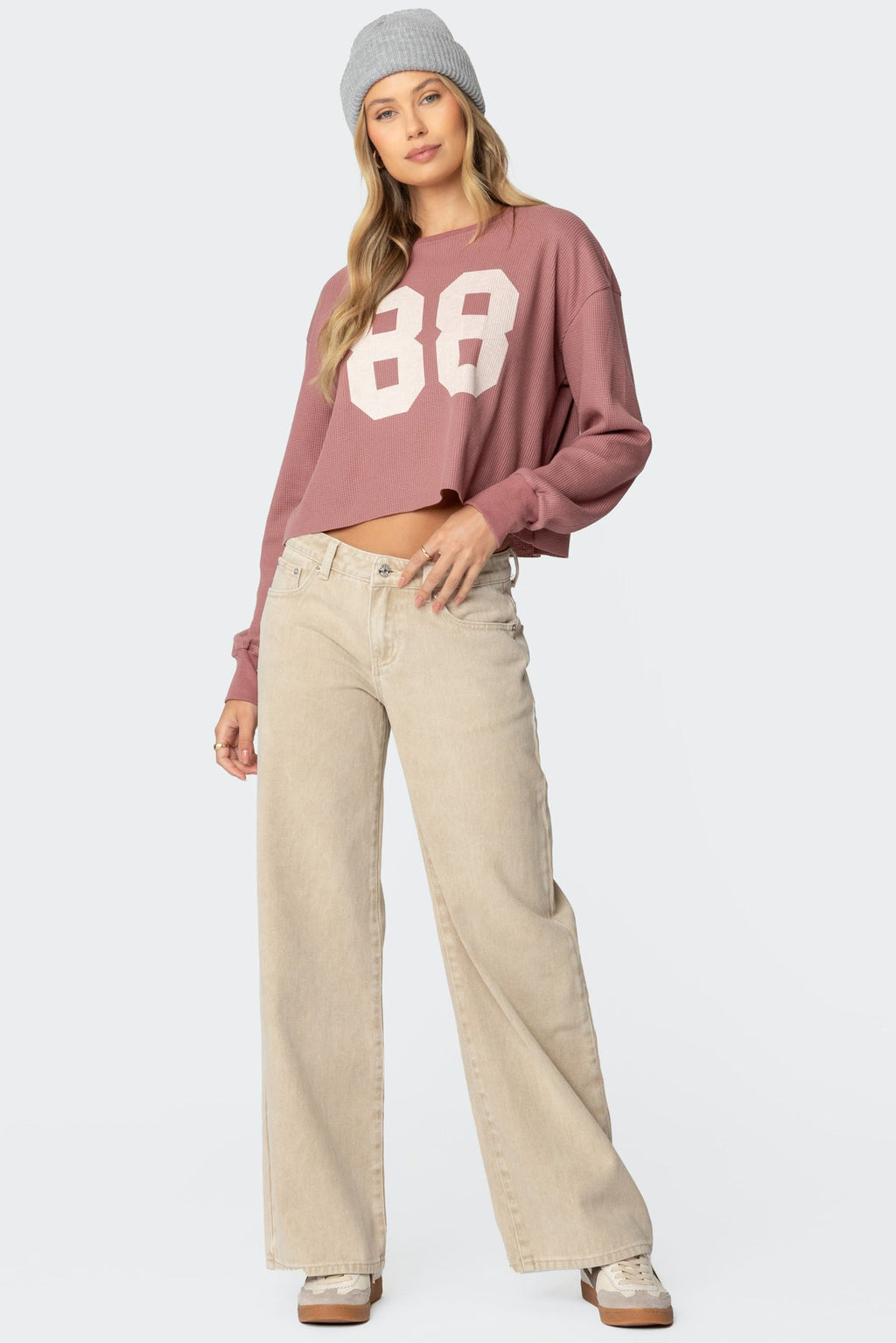Leopard Star Low Rise Baggy Jeans