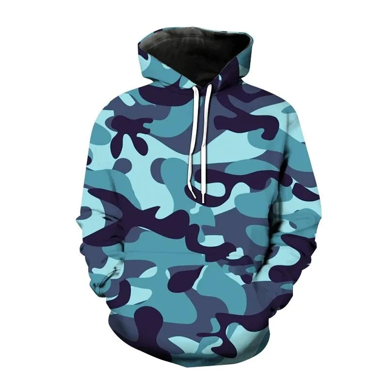 2023 New Versatile Hoodies Camouflage 3D Print Hooded Sweatshirt Pullover Men Fashion Hoodie Harajuku Street Style