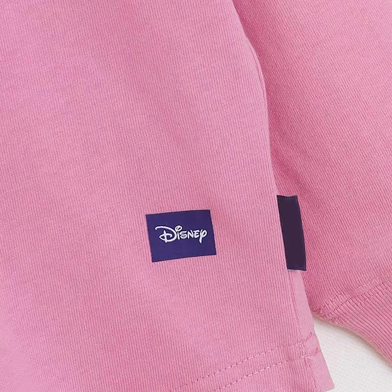 Cartoon Print Embroidery Flares Pearl Pink Sweatshirt Sweet Women Long Sleeve Loose Jumper Tops Female