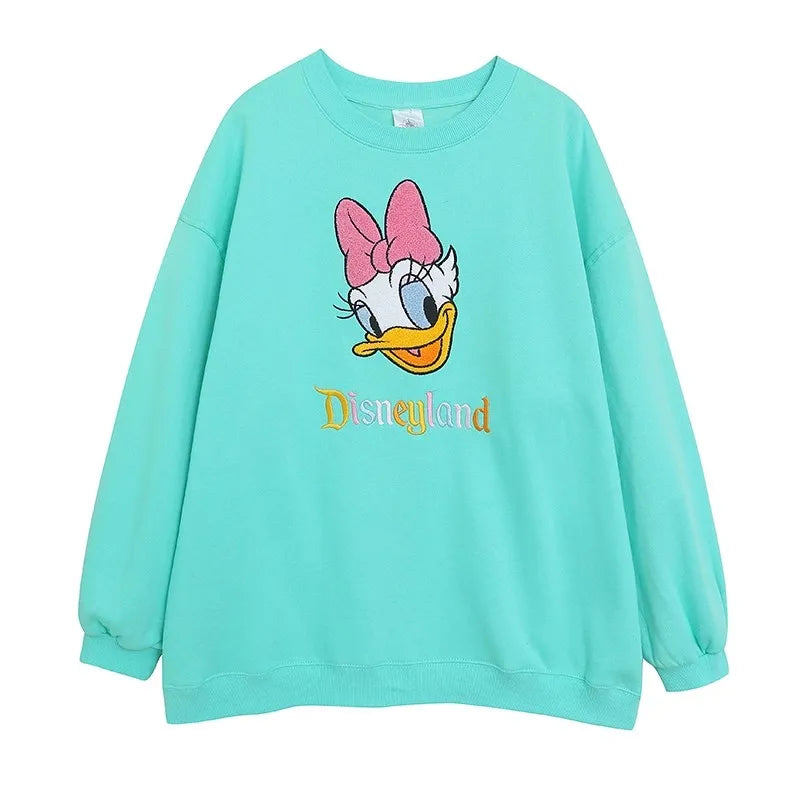 Sweatshirt Mickey Mouse Daisy Duck Cartoon Print Embroidery Women Pullover Fleece Tee Jumper Tops