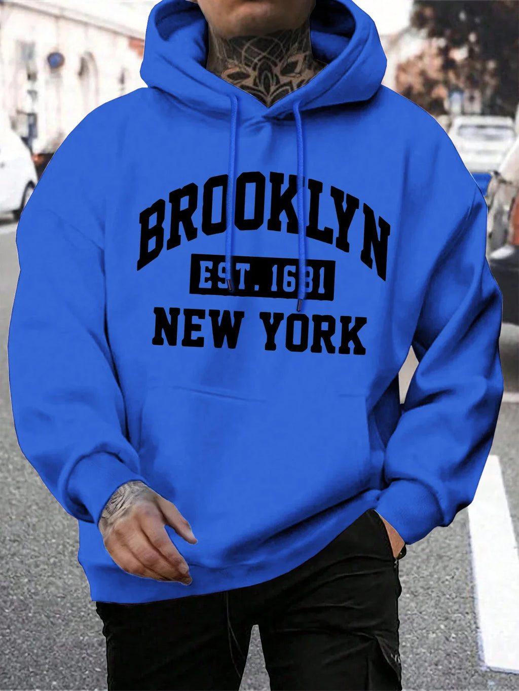 Beooklyn Est 1631 New York Printed Hooded Men Fleece Warm Big Size Hoodies Fashion fur-liner Hoodie Fashion Casual S-XXL Tops
