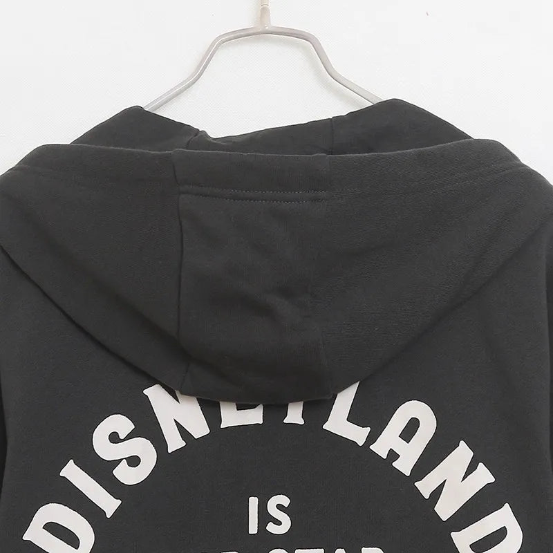 Mickey Mouse Castle Cartoon Print Fleece Sweatshirt Fashion Unisex Women Hooded Zip Up Jacket Jumper Tops
