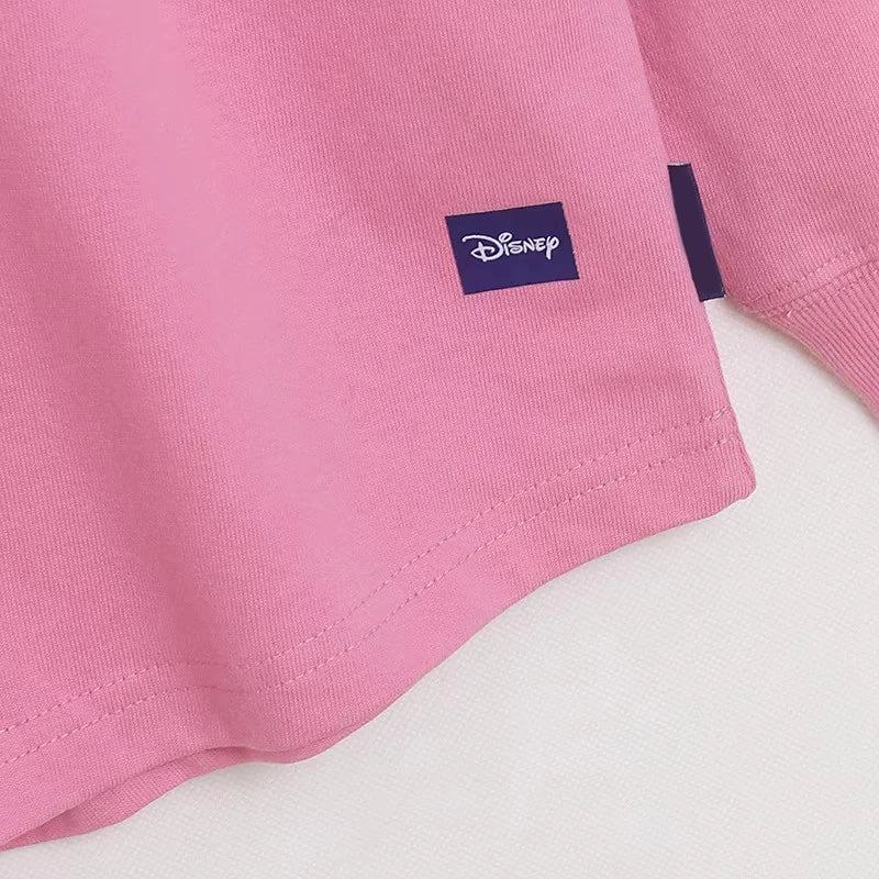 Cartoon Print Embroidery Flares Pearl Pink Sweatshirt Sweet Women Long Sleeve Loose Jumper Tops Female