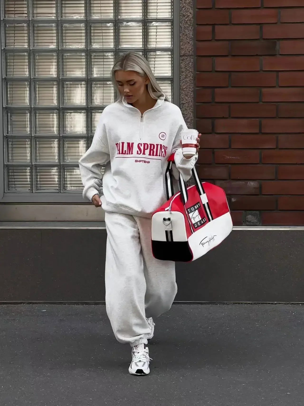Spring Hoodies Women Letter Print Sweatshirt Hoodie Red Turtleneck Half Zipper Collar Pullover Tops K Pop Clothes Y2k